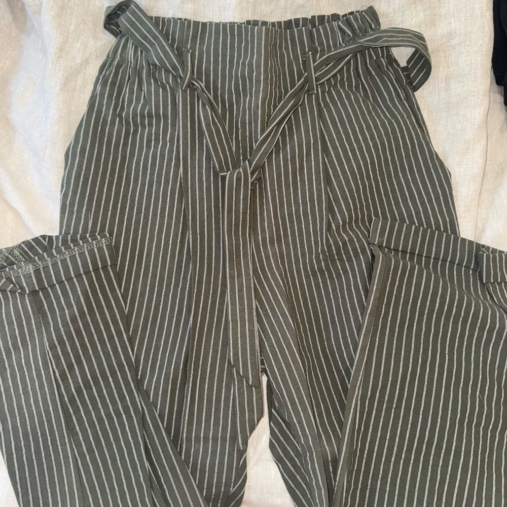 Sienna Sky Olive Pinstripe Women's Trousers